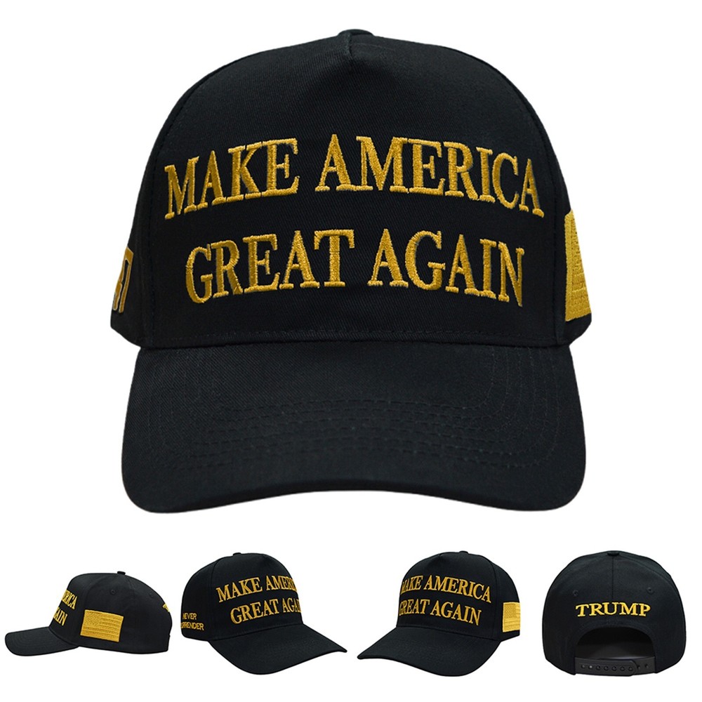 Donald Trump Hat 45-47 Never Surrender MAGA Black Hats America Great Gold Hats