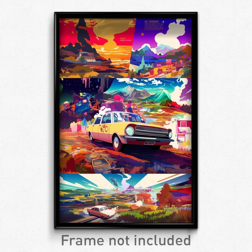 Icelandic Psychedelic Retro Film Poster Rubbery Car Art Print