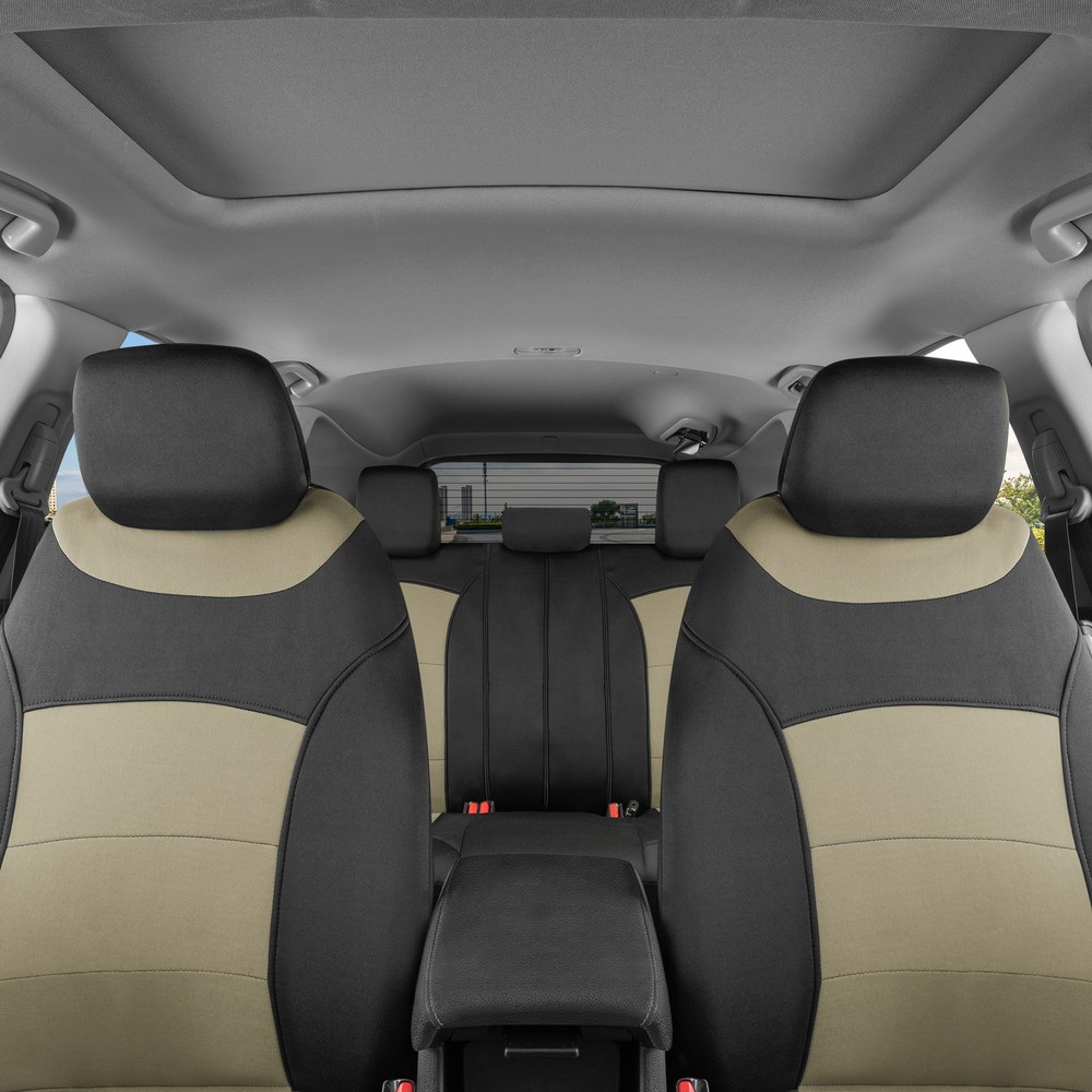 Beige Car Seat Covers Full Set for Auto Truck SUV Front & Rear