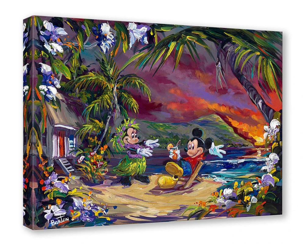 Mickey Mouse Hula Love Disney Fine Art Canvas Print by Steve Barton Limited Edition TOC