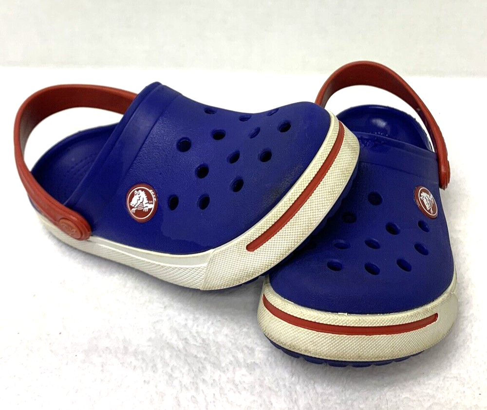 Crocs Crocband Classic Navy, Red, & White Slip On Clogs Kids Toddler Sz C10/C11