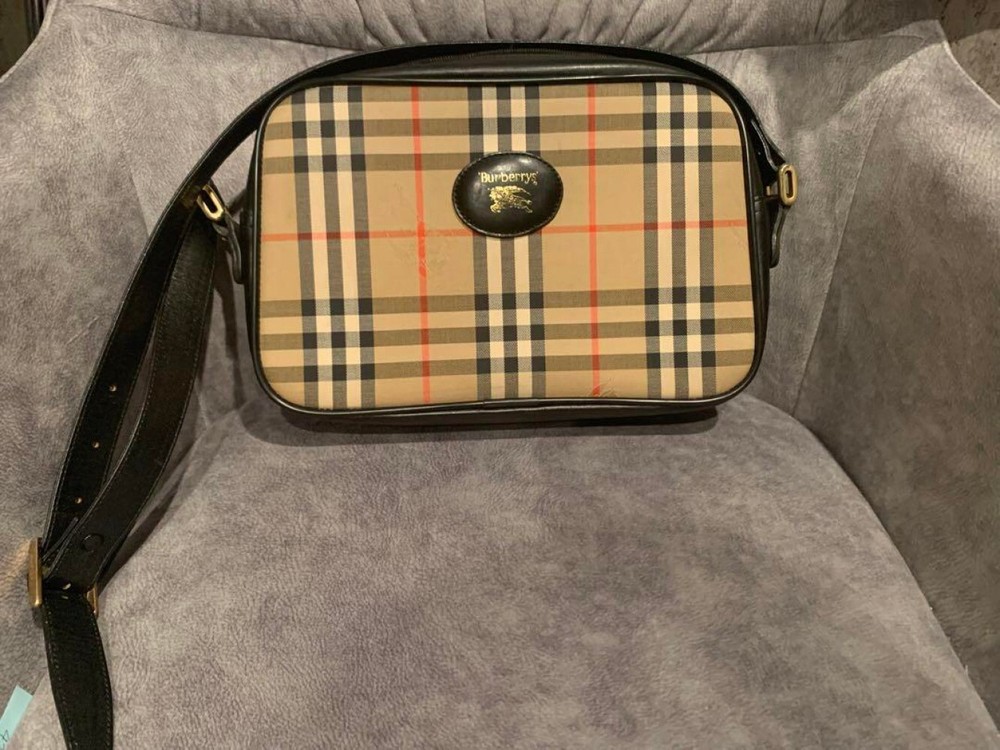 Burberry Shoulder Bag Nova Check Canvas Beige Authentic F1113604