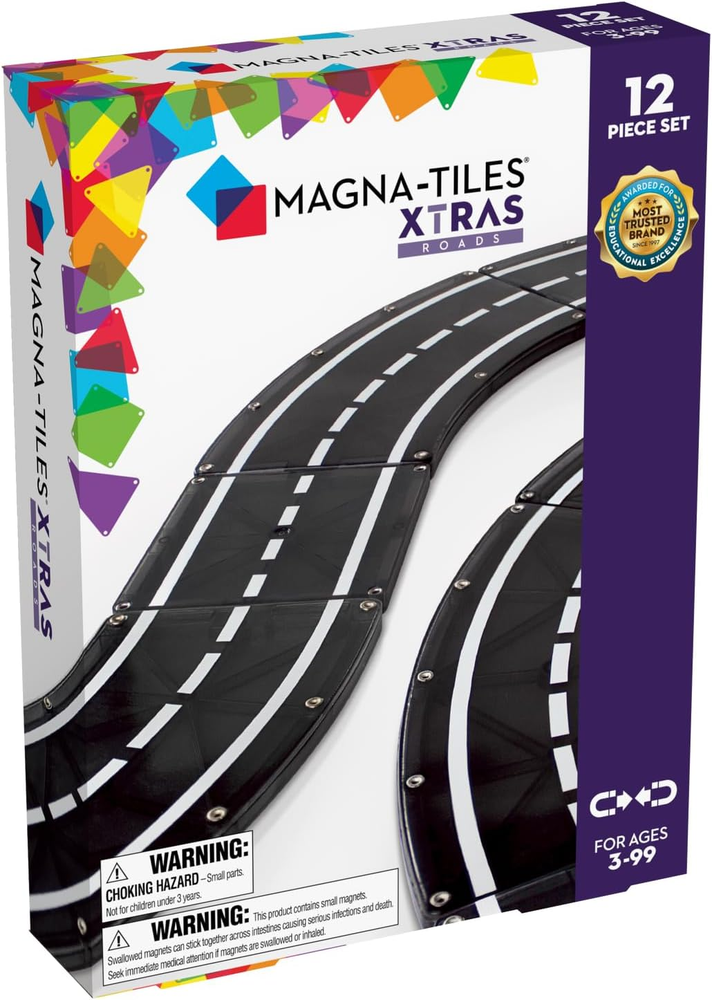 XTRAS: Roads 12 Piece Magnetic Construction Set, the ORIGINAL Magne