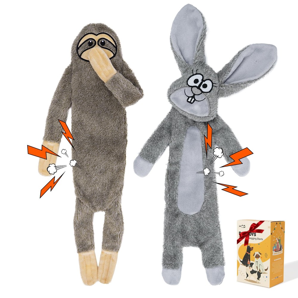 Squeaky Dog Toys,No Stuffing Crinkle Plush Dog Toys to Keep Them Busy & Puppy...
