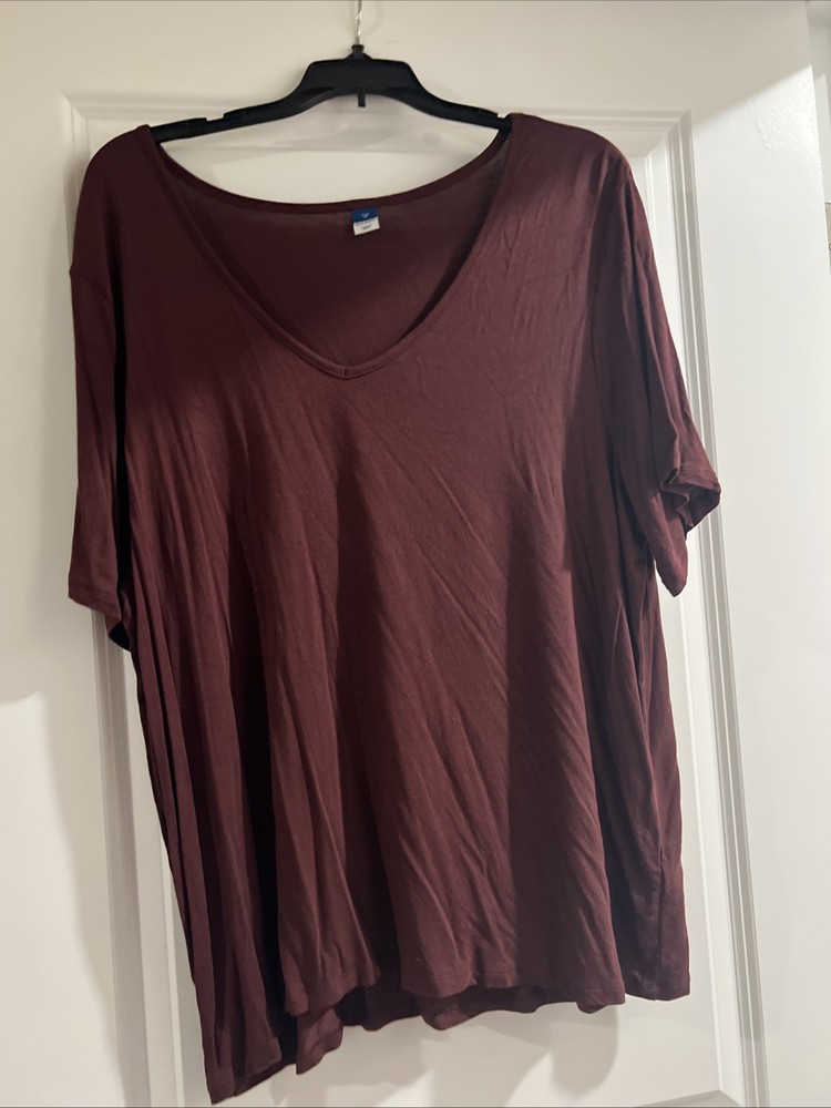 Old Navy Shirt Womens XL Burgundy Red Luxe Short Sleeve Crew Neck Stretch Tee