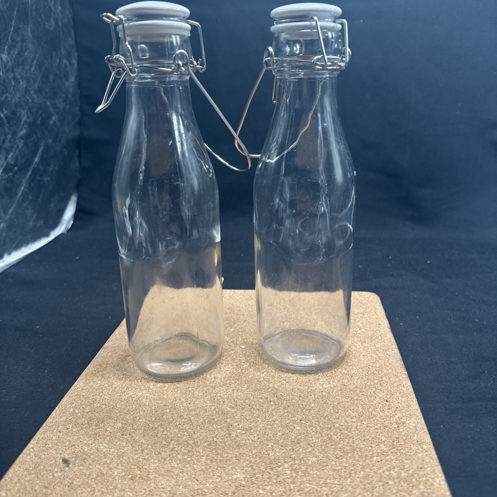 Clamp Glass Bottles Decanter w/Ceramic & Swing Top 9.5