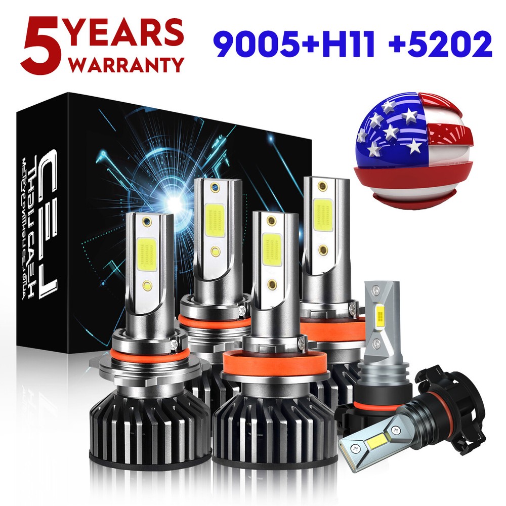 For GMC Yukon Denali Sport Utility 2015-2020 LED Headlight Hi-Lo Fog Light Bulbs