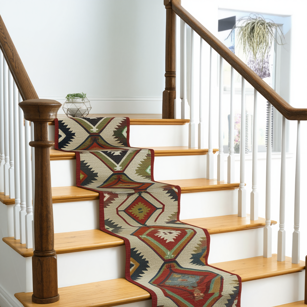 Farmhouse Kilim Wool Jute Rug Turkish Stair Runner Kitchen Decor