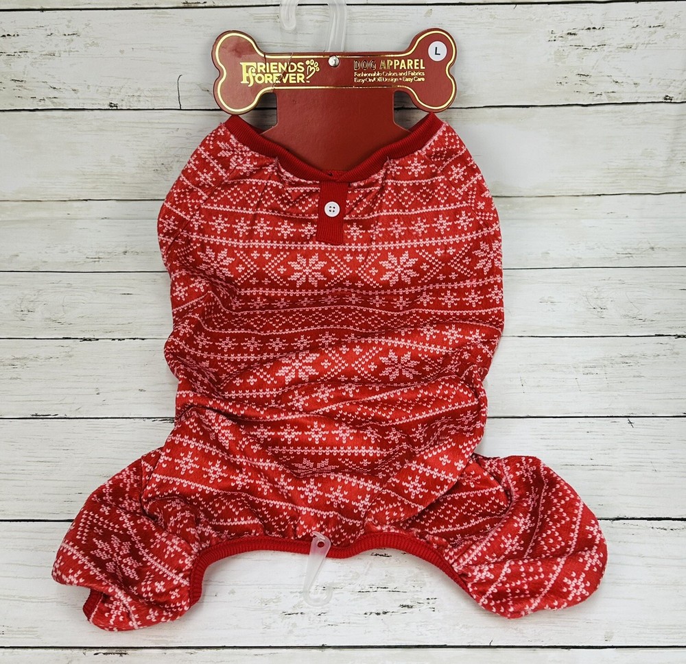 Friends Forever Dog Apparel Large Red White Fair Isle Winter Snow Holiday NEW