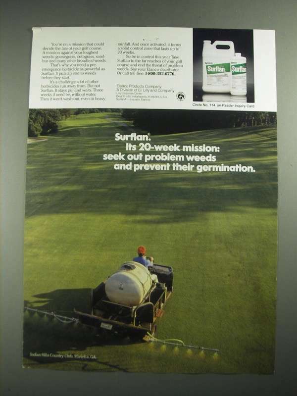 1987 Elanco Surflan Ad - Its 20-Week Mission