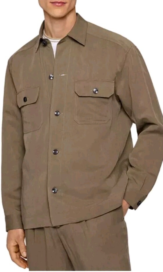 Hugo Boss M Men's Relaxed Fit Over Shirt In Linen And Lyocell $380