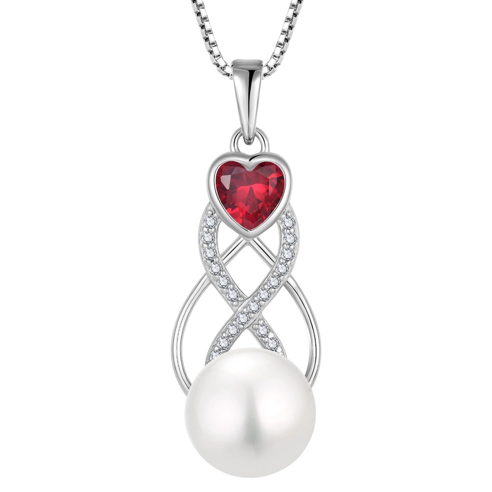 Pearl Necklaces for Women, Freshwater Pearls Pendant, Heart July Birthstone R...