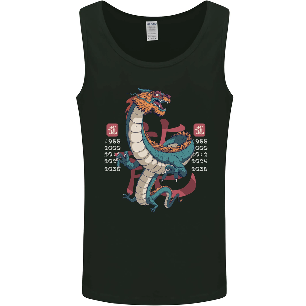 Chinese Zodiac Shengxiao Year of the Dragon Mens Vest Tank Top
