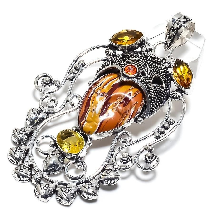 Christmas Sale Calsilica Citrine Gemstone Pendant in 925 Sterling Silver-image