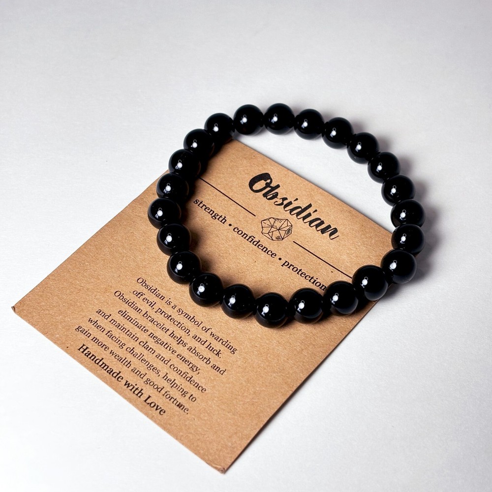 Black Obsidian Healing Bracelet - Crystal for Protection - Energy Shield