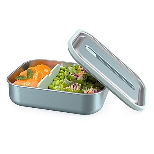 Leak-Proof MicroSteel Bento Lunch Box - Microwave & Oven Safe Aqua Design