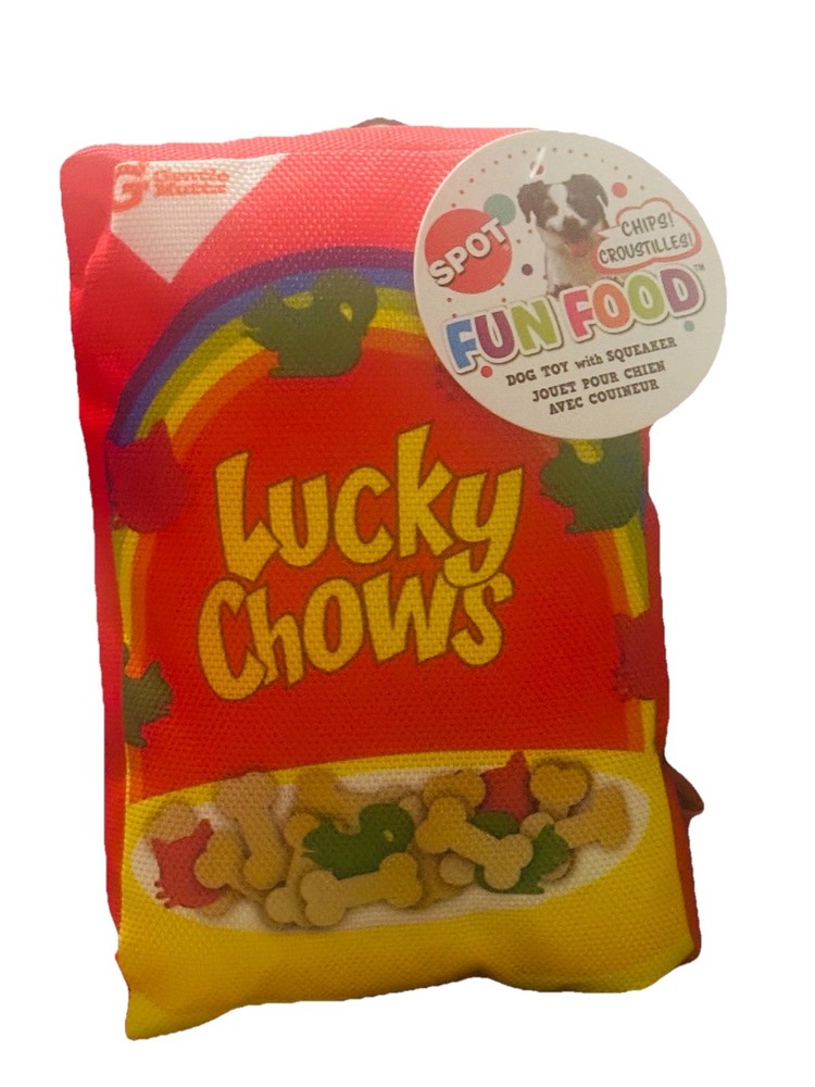 Spot Chips Croustillers Food Fun Lucky Chows Chewy Dog Toy  Treat With Squeaker