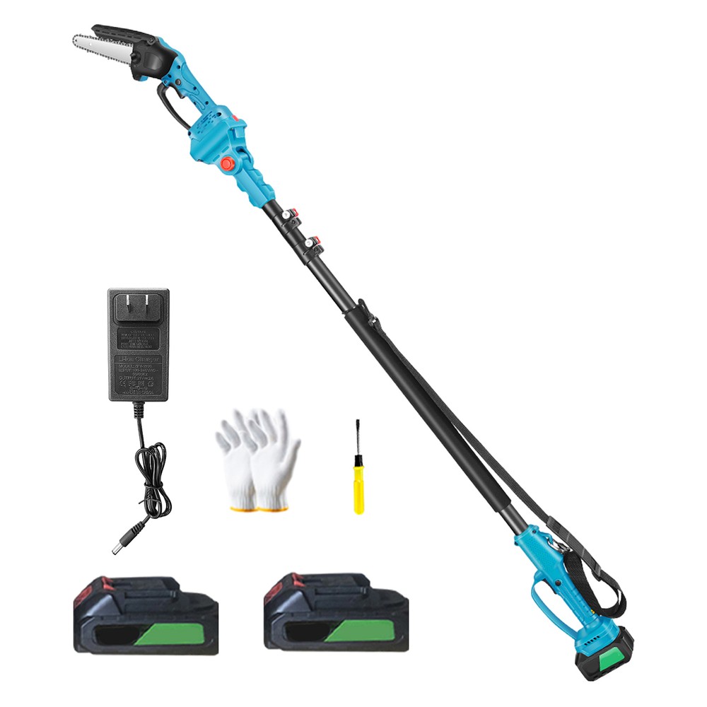 Cordless Pole Saw & Mini Chainsaw, 2-in-1 Electric Pole Saw with 2-Batteries