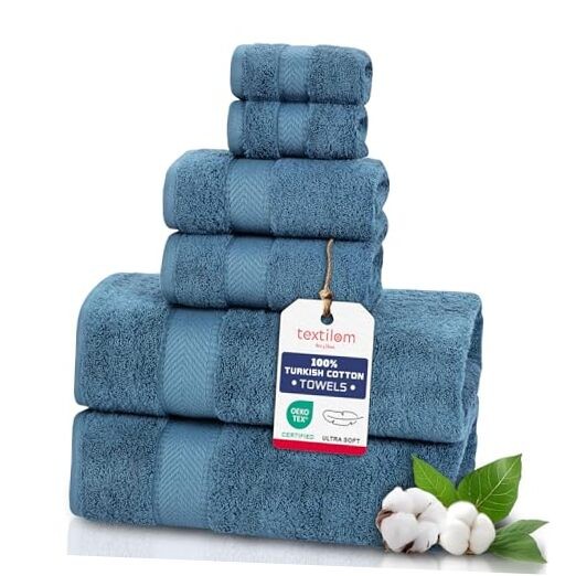6-Piece Blue Spa-Quality Bath Towel Set – Ultra Soft & Hotel Grade