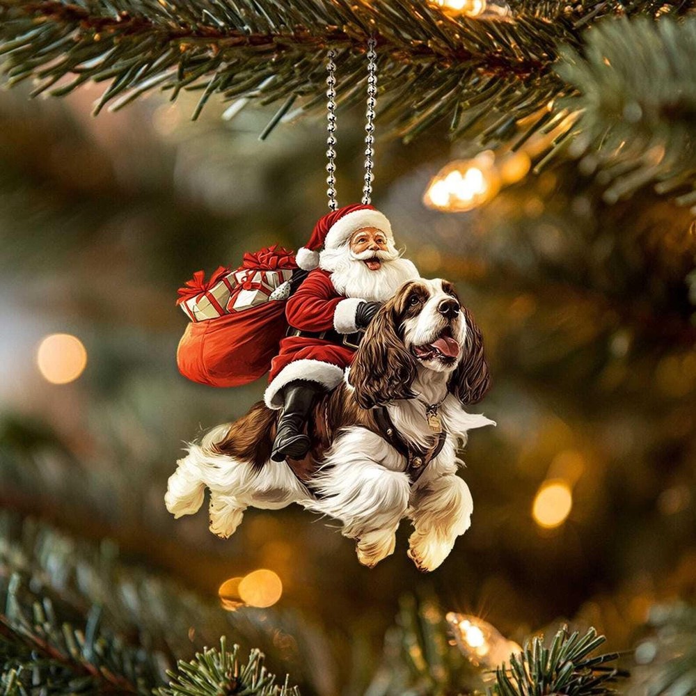 2d Grand Basset Griffon Vendeen Ornament Santa Hats Acrylic Dog Hanging