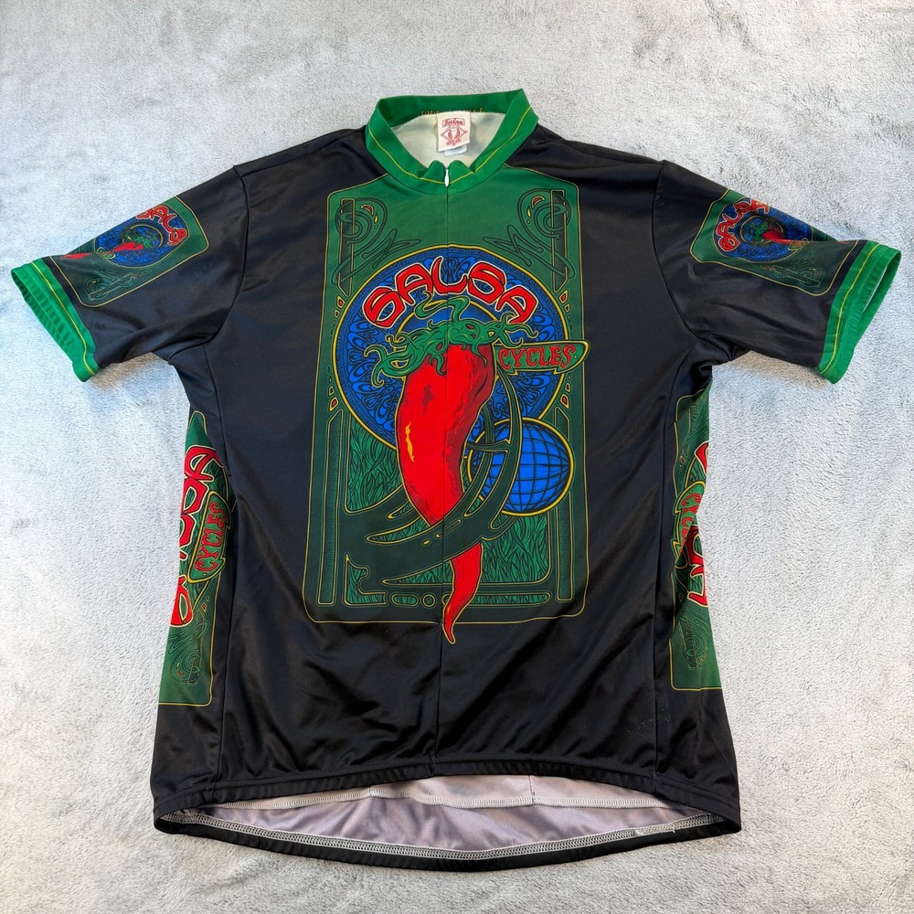 Salsa Cycles Cycling Jersey Mens 2XL Club Ride & Smile Full Zip Bike Shirt