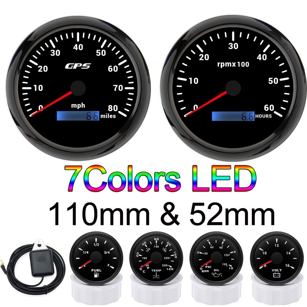 110mm GPS Speedometer 80MPH Tachometer 6000RPM Waterproof Car Marine Boat Truck