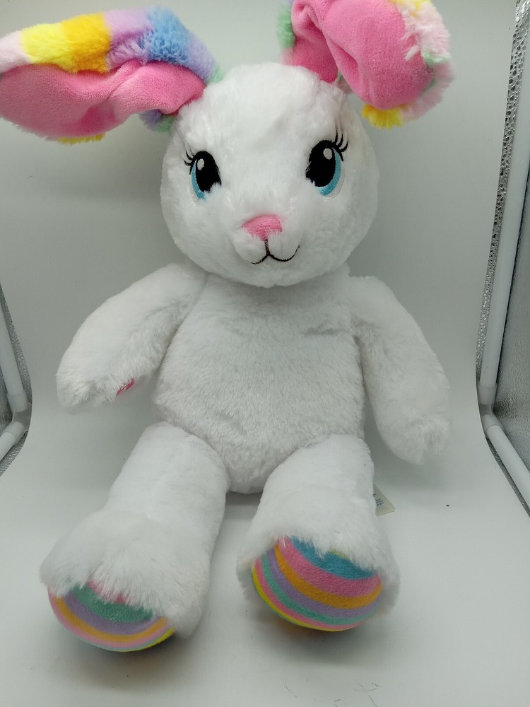 Plush Easter Bunny Sweet Stripes BAB 17 in White W/Colored Stripes Feet Ears