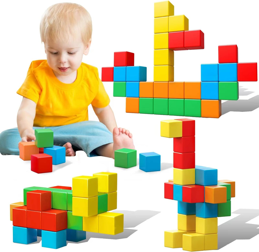 Magnetic Blocks, 1.41 Inch Large Magnetic Building Blocks for Toddlers 3 4 5 6 7