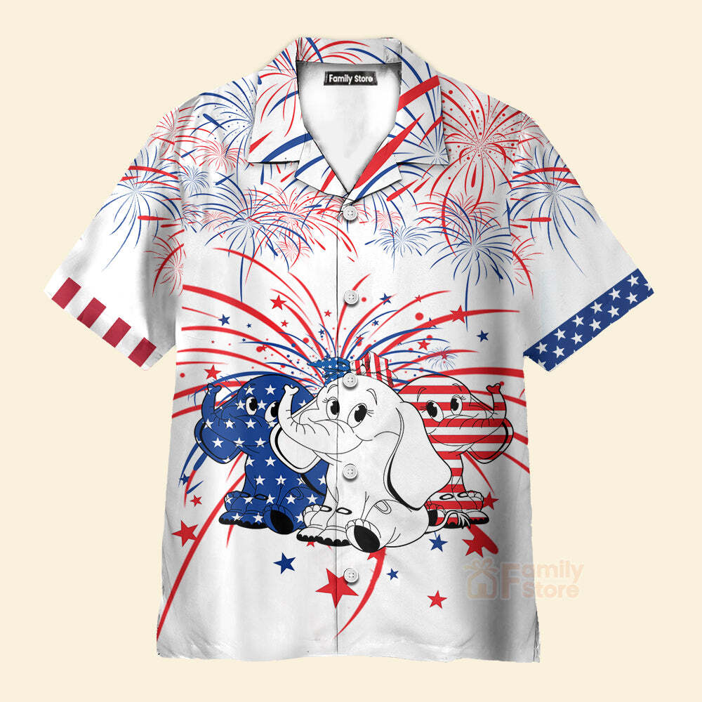 Celebrate in style with the Independence Day Elephant 3D Hawaiian Shirt for men, available in US sizes for a trendy summer look