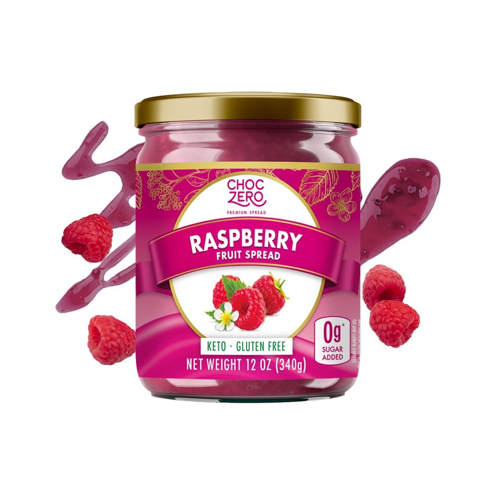 Raspberry Jam Preserves, No Added Sugar, Keto Fruit Spread, Great Source of F...