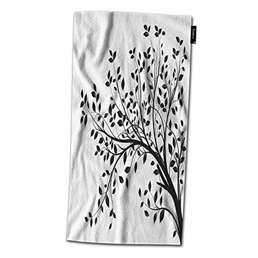 Tree Branches Hand Towel Black Leaves Forest Jungle Foliage Nature Soft