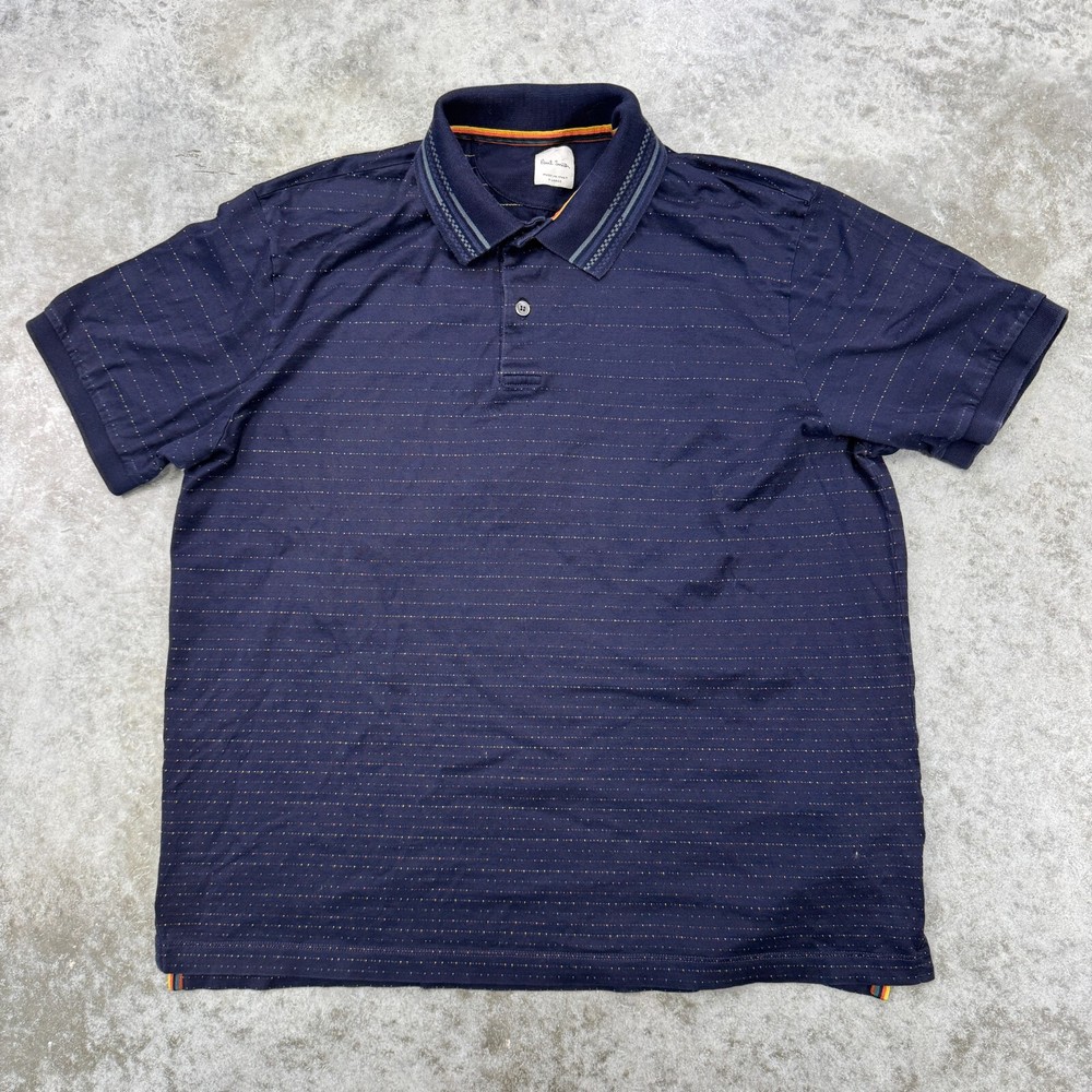 Paul Smith shirt mens XL polo blue dotted striped preppy slim fit Italy cotton