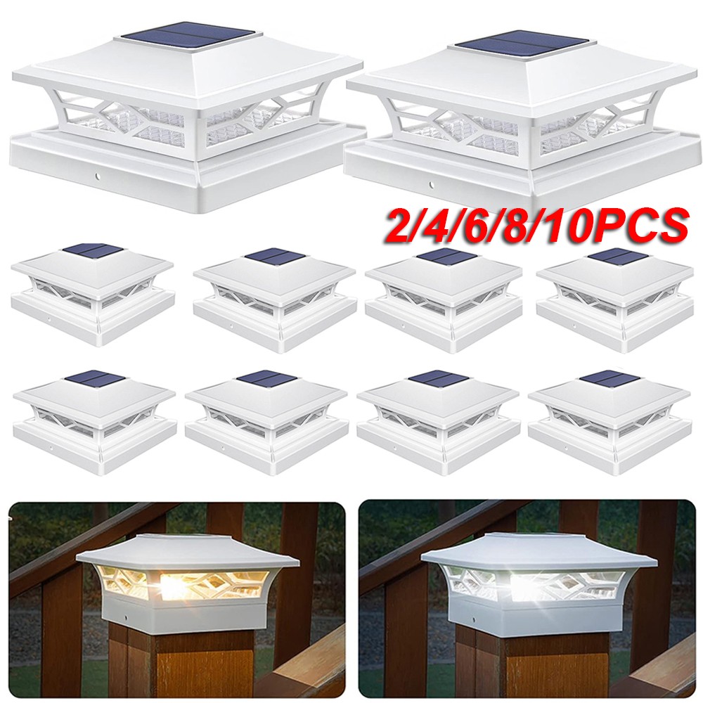 2-10 Pack Solar LED Post Cap Lights for 4x4/6x6 Outdoor Fence Deck Dock PVC Vinyl