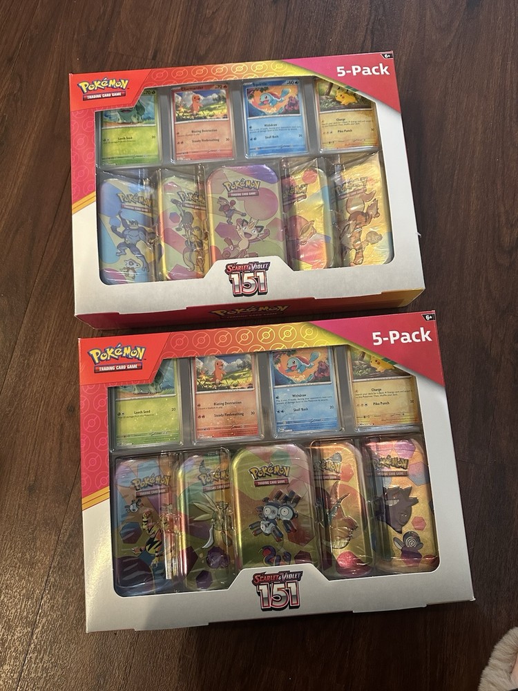Pokemon Scarlet Violet 151 Mini Tin 5-Pack Bundle with 4 Promos - Costco Lot of 2