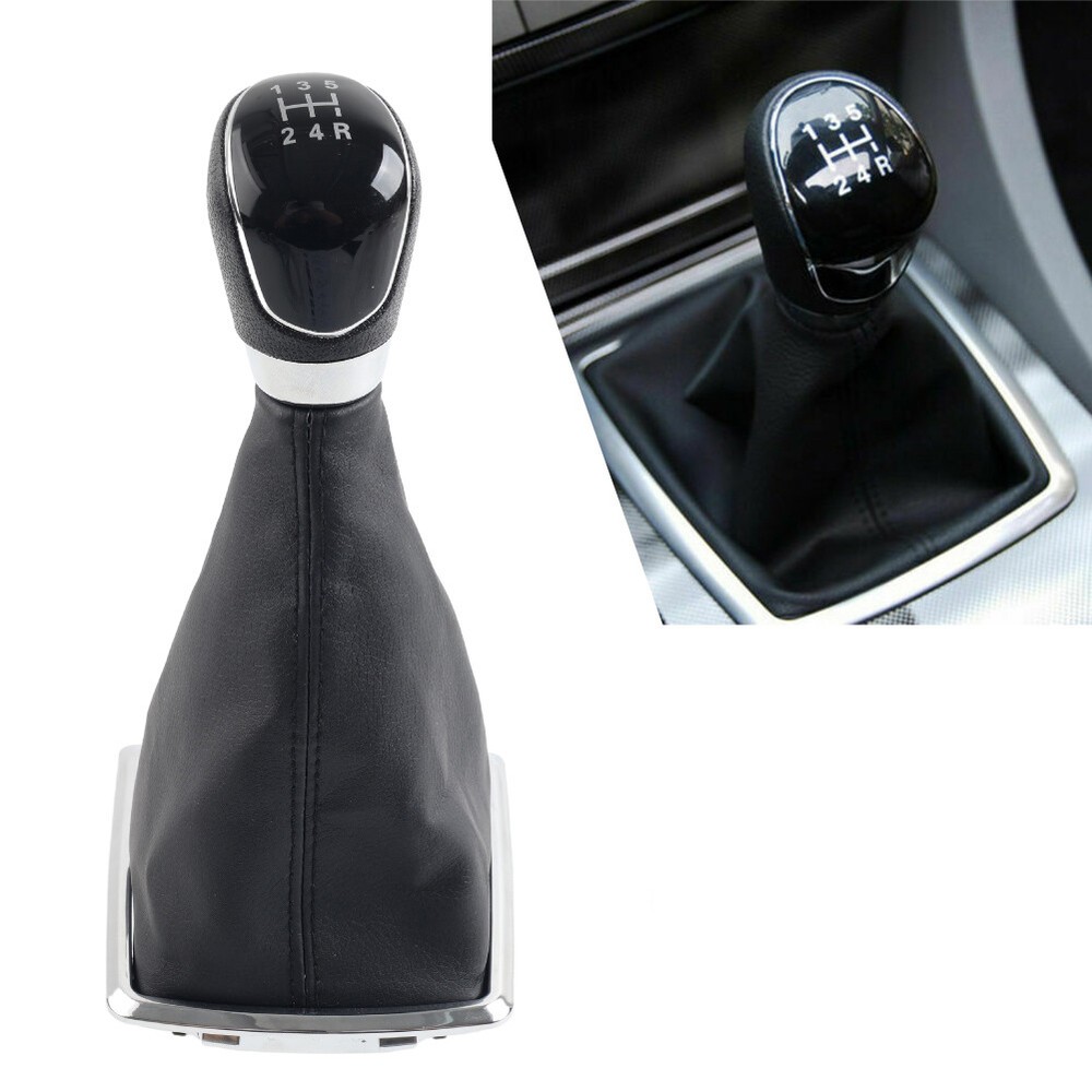 5-Speed Leather Shift Gear Knob Compatible with Ford Focus Mk2 II 2005-12
