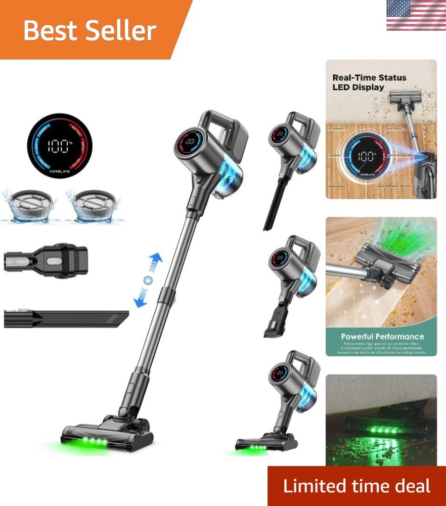 Lightweight Stick Vacuum 500W - Cordless, 40 mins Runtime & Self-Standing Design