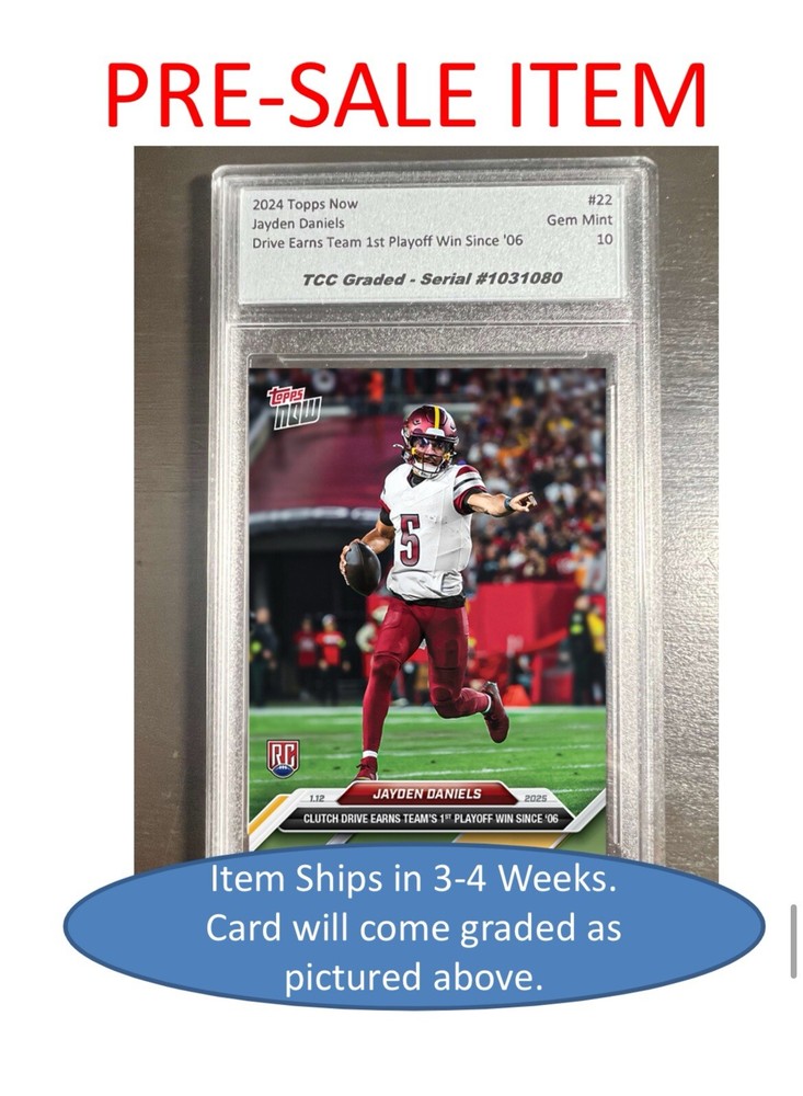 Presale 2024 Topps Now Jayden Daniels 1st Playoff Win TCC Graded Gem Mint 10-image