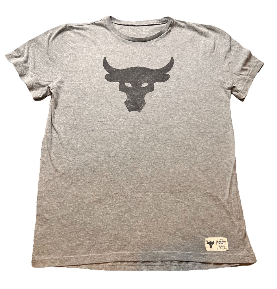 Under Armour Project Rock Brahma Bull Men Training T-Shirt Black Ivory Boys XL