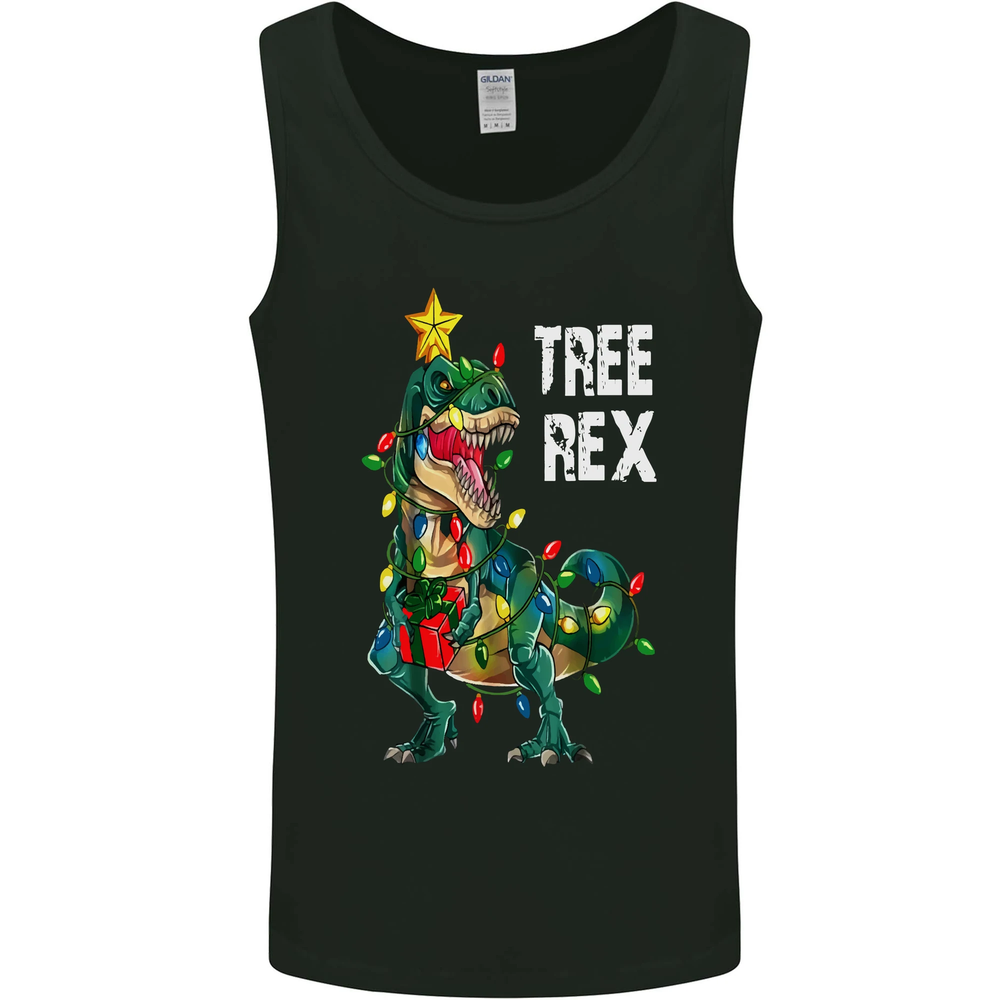 Tree Rex T-Rex Funny Christmas Dinosaur Mens Vest Tank Top