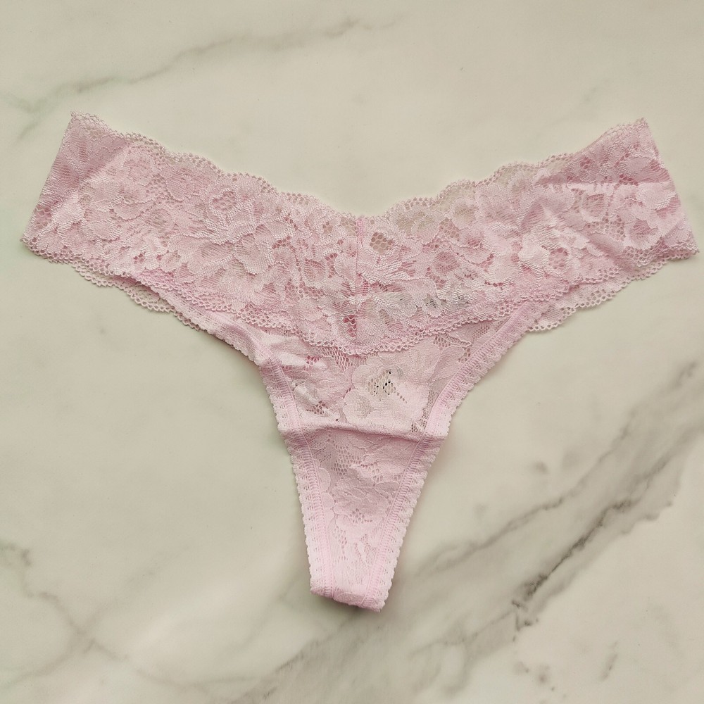 Soma Embraceable Signature All-Over Lace Thong Panty Party Pink SZ S/M/L