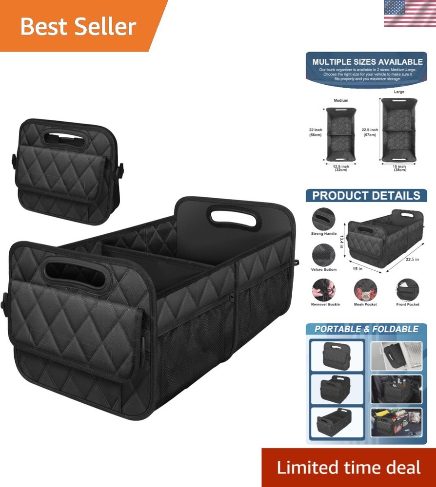 Durable Black Car Trunk Organizer with 6 Pockets for Ultimate Storage
