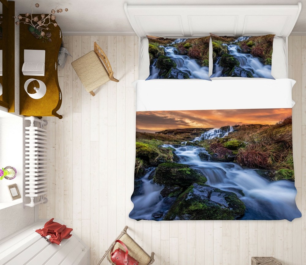 3D River Stones ZHUA744 Bed Pillowcases Quilt Duvet Cover Set Queen King Amy