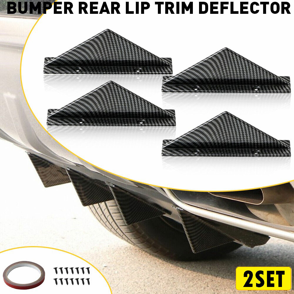 Universal 8x Car Rear Shark Fins Lower Bumper Diffuser Splitter Lip Carbon Fiber