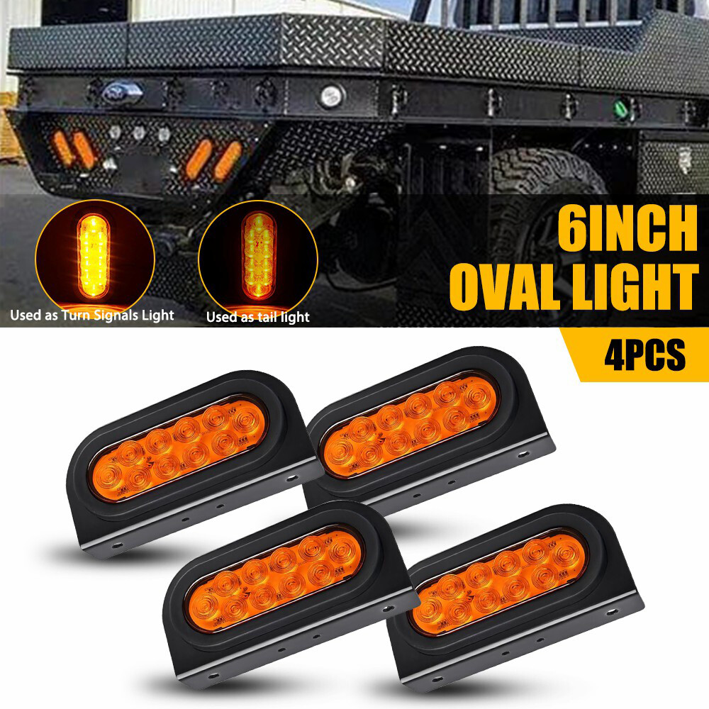 AUXITO 6-Inch Amber Oval Truck Trailer Turn Signal Light with Mounting Bracket M