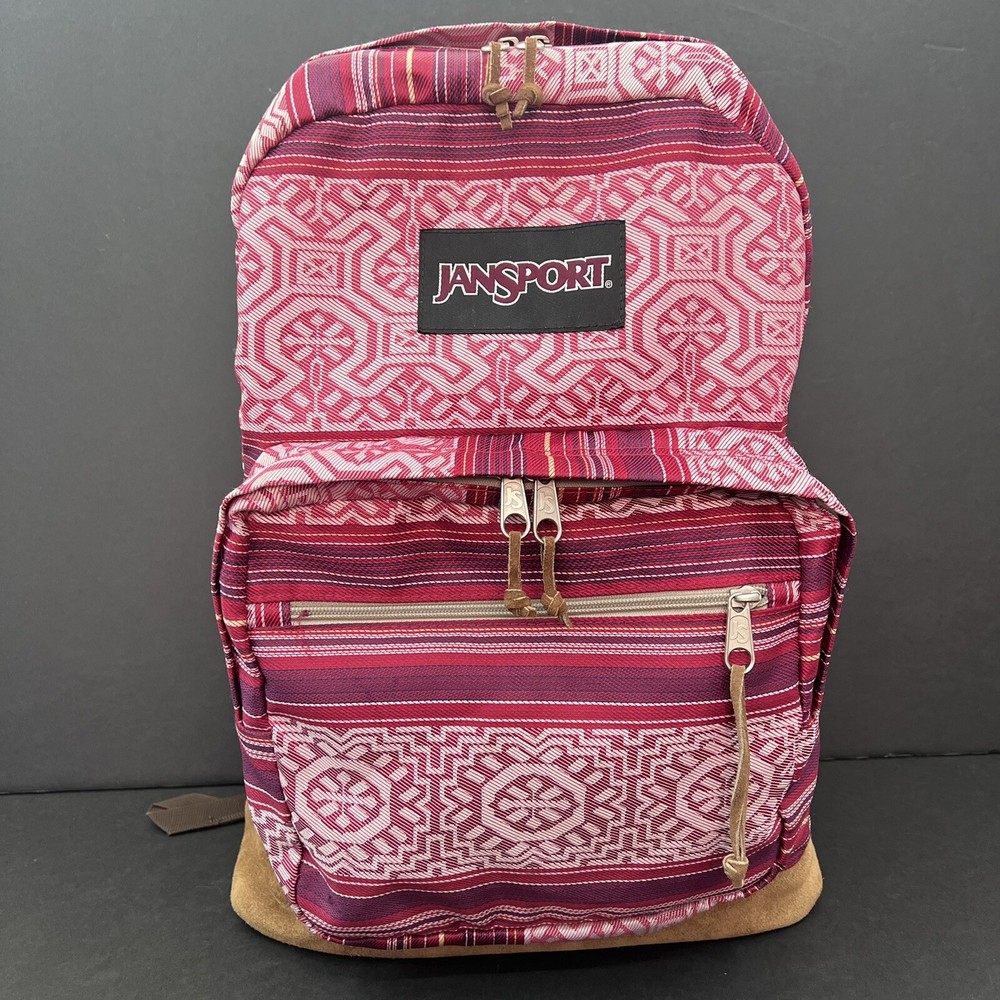 JanSport Right Pack Backpack Red Tape Shanghai Sunset Leather Base  