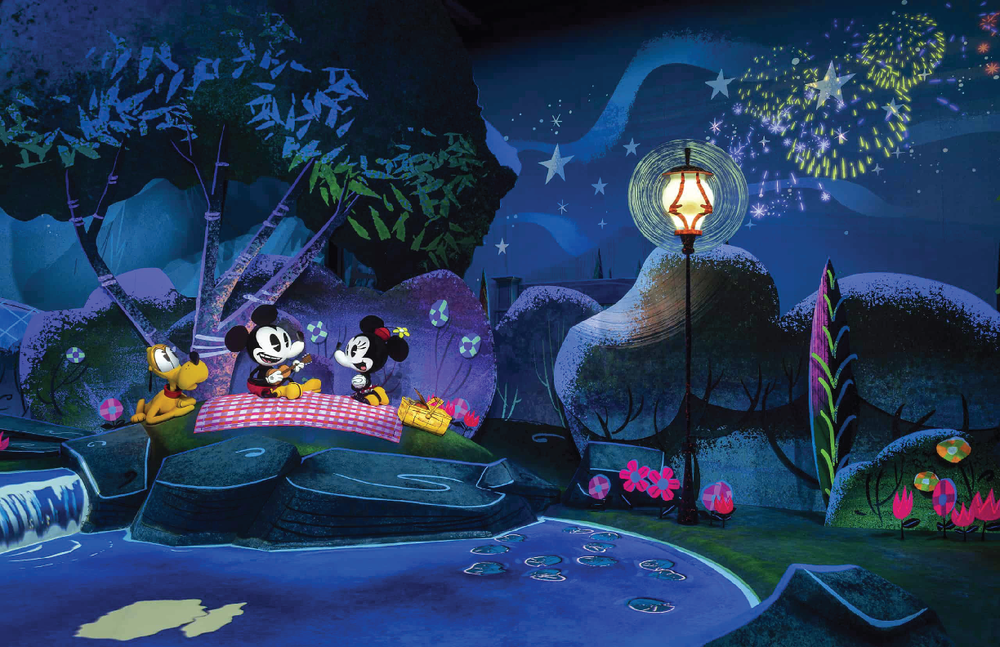 Mickey Runaway Railway Minnie Fireworks 13x19 Satin Poster Print