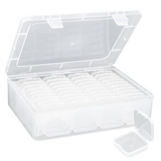 44-Piece Clear Plastic Bead Organizer Box for Crafts and Storage