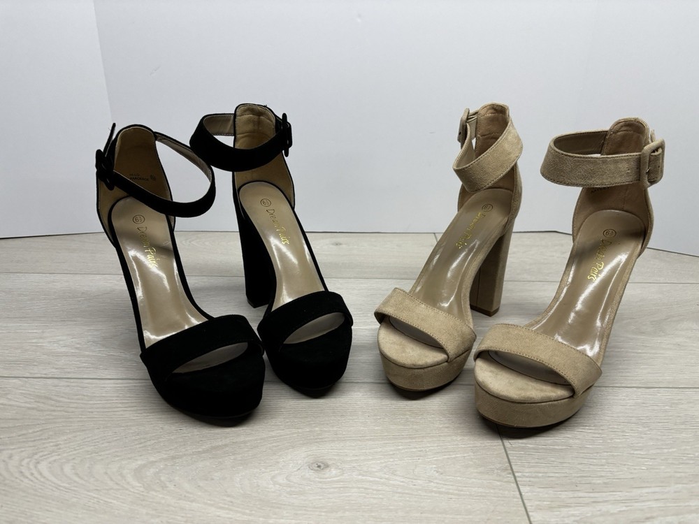 High Heel Dream Pairs Platform Ankle Strap Open Toe Chunky Heel LOT OF 2 Pairs