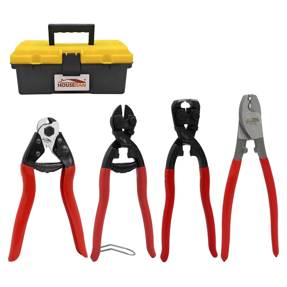 4Pcs Bolt Cutter Pliers Set with 8-Inch Cable, Bolt, and Wire Rope Cutters