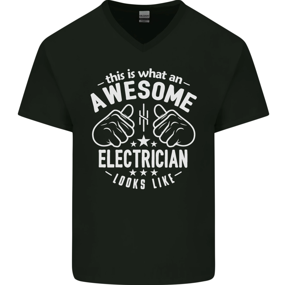 This Is What an Awesome Electrician Looks Like Mens V-Neck Cotton T-Shirt